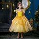 thumbnail image 3 of Halloween Belle Beauty And The Beast Princess Christmas Outfit Para Niños Niña Vestido De Malla Con Guantes Mangas Peluca Corona Regalo De Cumpleaños Fiesta Desgaste Conjunto Completo, 3 of 4