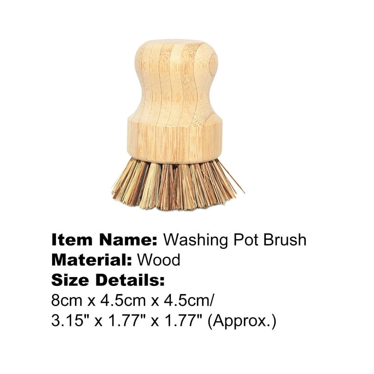 4 Pieces Mini Bamboo Scrub Brush Coconut Bristles Pot Brushes Dish Scrubber  for Cast Iron Skillet, Kitchen Sink, Bathroom, House