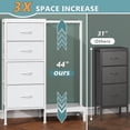 thumbnail image 2 of Dresser with Hanging Rack, 4 Drawers Small Closet for Bedroom, Reversible Fabric Kids Chest of Drawers with Clothes Rack, Tall Storage Tower, Sturdy Frame, White, 44''H, 2 of 9