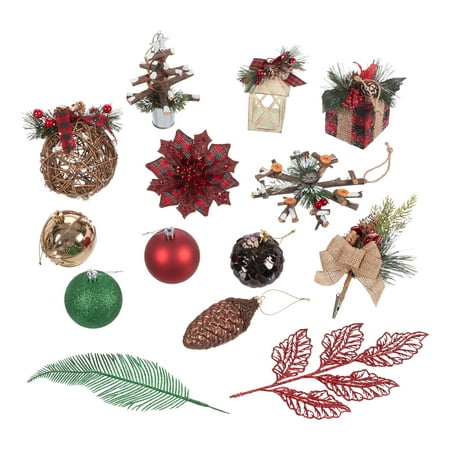 Holiday Time Rustic Lodge Variety Christmas Tree Ornaments, 28 Count, Limited