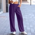 thumbnail image 6 of Womens Wide Leg Sweatpants with Pockets Elastic Waisted Lightweight Loose Casual Summer Beach Lounge Trousers (XL, Purple), 6 of 7