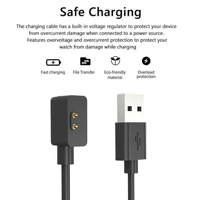 Cargador magnético USB Reloj de pulsera Cable cargador para Xiaomi Mi Band 8 (Negro 1m)
