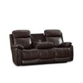 thumbnail image 1 of Hamuq Genuine Leather Power Recliner Sofa with USB Chargers, Brown, 1 of 2