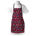 thumbnail image 3 of Skull Apron Smiling Red Skulls with Hearts Moons and Dots Pattern on Black Backdrop Illustration, Unisex Kitchen Bib Apron with Adjustable Neck for Cooking Baking Gardening, Multicolor, by Ambesonne, 3 of 3