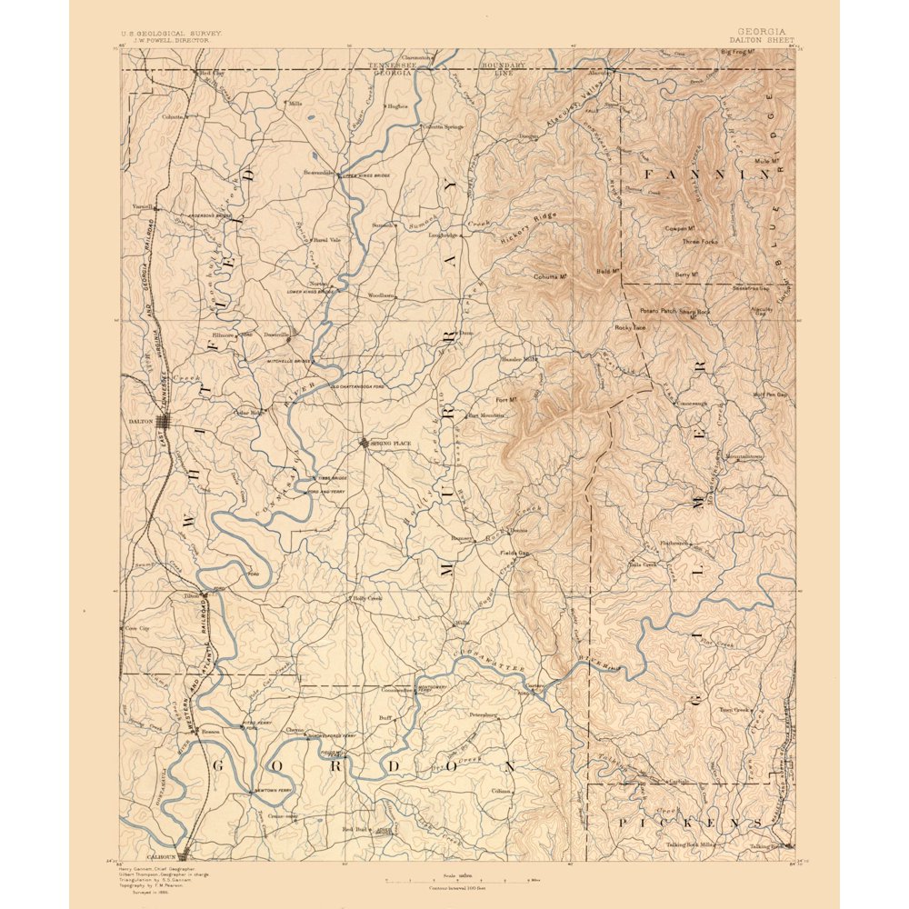 Topo Map Dalton Sheet USGS 1886