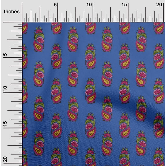 oneOone Georgette Viscose Fabric Leaves|Floral & Paisley Block Print Fabric By The Yard 42 Inch Wide
