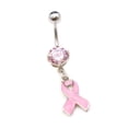 thumbnail image 1 of 14 gauge Pink Ribbon Breast Cancer Awareness Belly Ring with Prong Set Jewel, 1 of 2