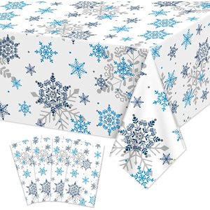 Christmas Snowflake Tablecloth 4Pcs Blue Gray Snowflake Tablecloths