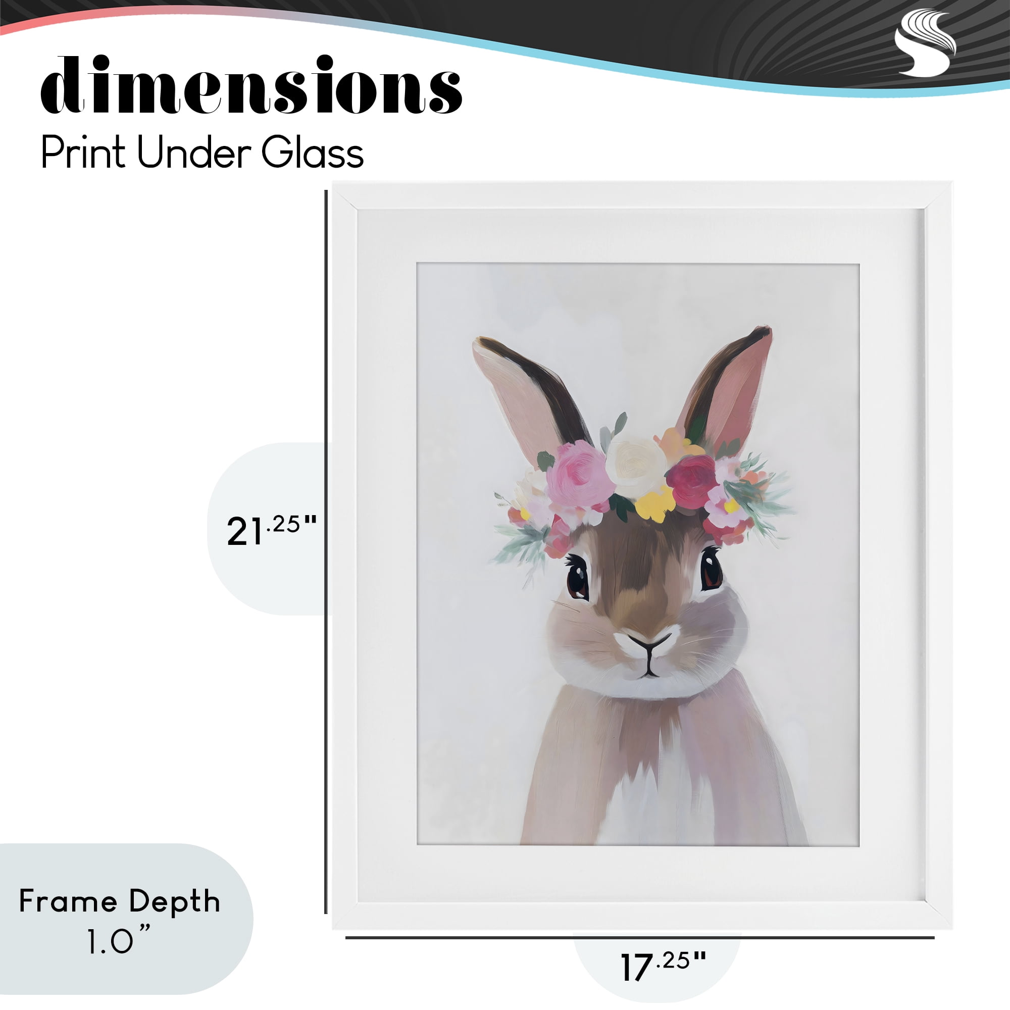Stupell Industries Flower Crown Rabbit White Framed Print Under Glass, design by The Prints Vibe