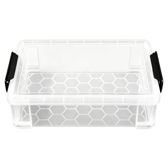 Clear Plastic Storage Box, 8.85X2.75X5.5inch Stackable Lidded Organizer Bin with Secure Latch, Durable Transparent Container for Home, Office, Pantry, Closet Organization