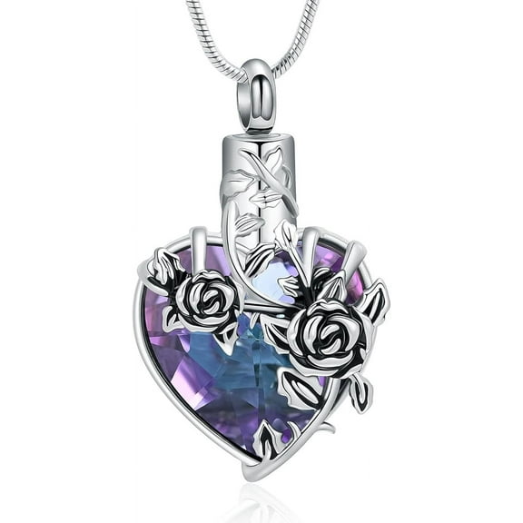 Rose Flower Urn Necklaces for Ashes Heart Cremation Memorial Ashes Pendant Keepsakes Ashes Pendant