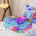 thumbnail image 5 of Homewish Watercolor Cartoon Mermaid Zipper Twin Comforter Sets with Fitted Sheet and 2 Pillowcases,Ocean Animals Zipper Bedding Set For Girls Kids,Reversible,4-Piece, 5 of 7