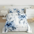 thumbnail image 2 of jejeloiu Blue Flower Floral Queen Comforter Set,Gray Leaves Bedding Sets,Modern Minimalsit Aesthetic Bedding Comforter Set For Girls,Super Cozy Room Decor Reversible,3 Pieces, 2 of 8