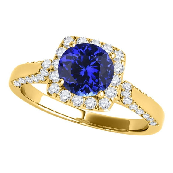 Mauli Jewels Rings for Women 1.25 Carat Diamond And Tanzanite Ring 4-prong 14k Yellow Gold