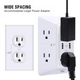 thumbnail image 3 of Chargeur Mural USB, Parasurtenseur, POWRUI Rallonge 6 Prises avec 2 Ports de Charge USB (2.4A au Total) et Veilleuse, 3 of 5