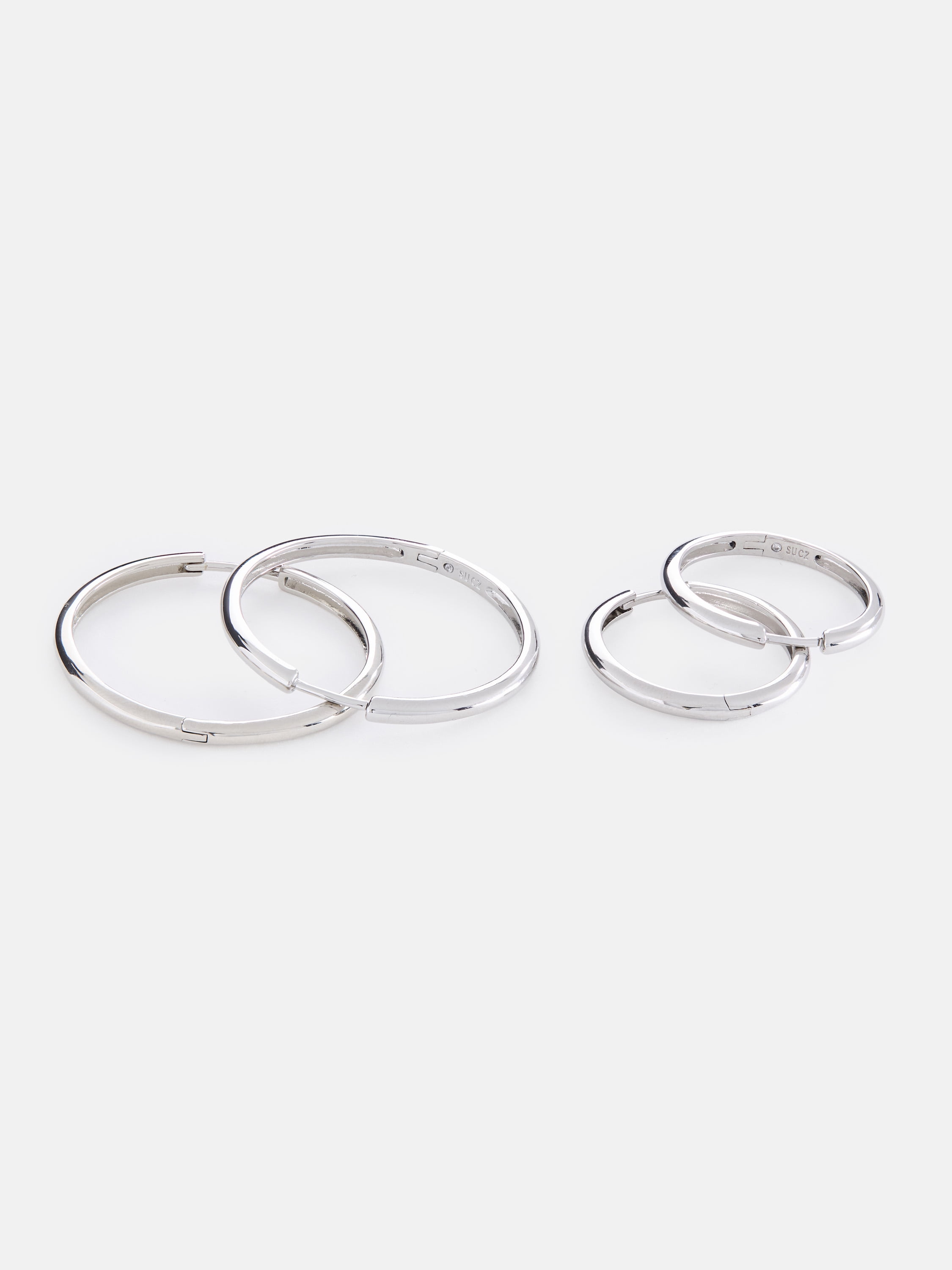 Free Assembly Women's Demi Fine Silver Plated Duo Round Hoop Earring Set, 2-Pairs