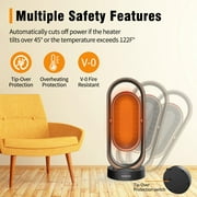 PinShang Geek Heat 1500W Space Heater, Dual Oscillating, 2S Quick Heat up, 8H Timer, Remote Control, Portable Heater Fan for Office Home Indoor