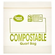 (2 pack) Great Value 25% Plant-Based Compostable Quart Bags, 25 Count