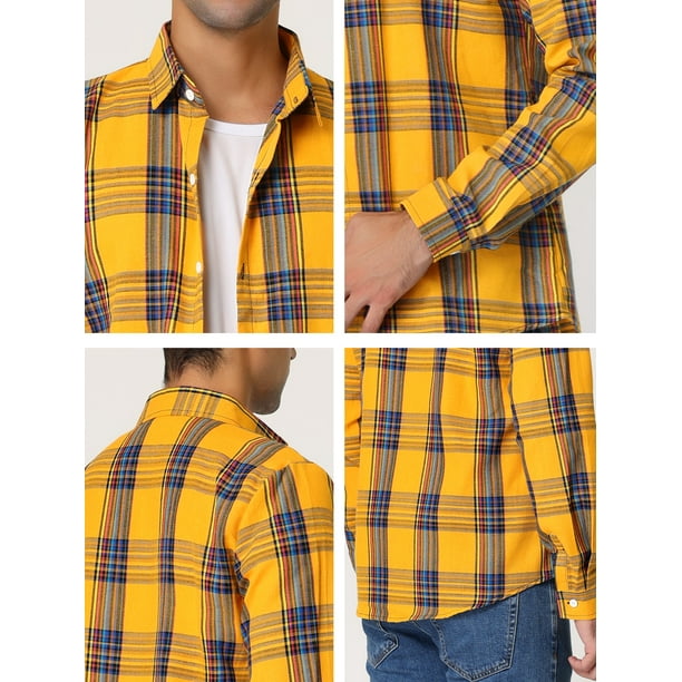 Camisa Casual Camisa Color Mostaza Hombre Camisa Amarilla Con Que