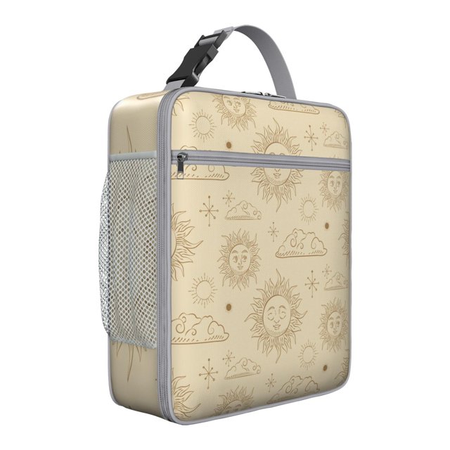 Starry Night Gothic Lunch Box: Moon/Stars Pattern - Insulated Reusable Bag, Leakproof Cooler Tote with Adjustable Strap & Zipper