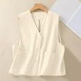 thumbnail image 2 of Trendy Tops For Women 2025 Sevevn Womens Linen Vest Tops Casual Button Down Sleeveless Blazer Spring Jackets Summer Tops For Women, 2 of 9