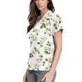 thumbnail image 2 of Stretch Scrubs for Women,V-Neck Scrub Tops with Floral Print - 2-Pocket Stretchy Scrubs with Convertible V-Neck - Light pink - XXXL, 2 of 4