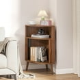 thumbnail image 2 of Bathroom Floor Corner Cabinet with Doors, Freestanding Narrow Storage Cabinets for Living Room, Kitchen, Walnut Color, 2 of 7