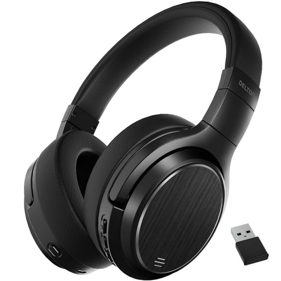 Delton M101D Active Noise Canceling Bluetooth Headphones , Wireless Over Ear Bluetooth Headsets with Microphone, Ergonomic Design and Comfort Fit Ear Cups for Home/Office/Travel - Black