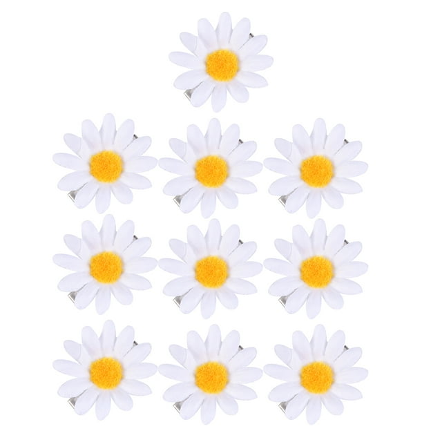 50 Uds. Pinzas para el pelo de margaritas, pasadores de pelo frescos de girasol para mujeres y niñas (blanco)