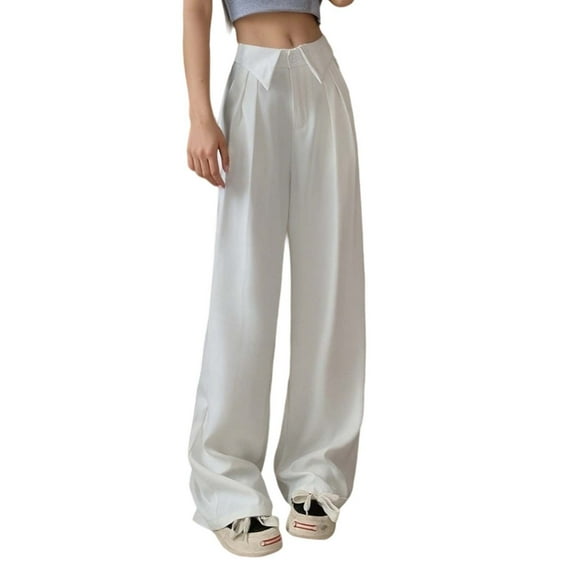 Krdevn Womens Pants - Women's Casual Pants High Waisted Wide Leg Trousers Flowy Straight Fit Comfortable Stretchy Soft Fabric,Pants for Women,Size:M