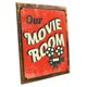 Framed Our Movie Room 9"x12" Metal Sign, Wall Decor for Office or ...