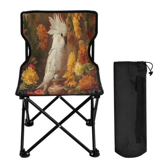 YAZAOO Camping Chairs Modern Cockatoo with Colorful Flowers Pattern Folding chair