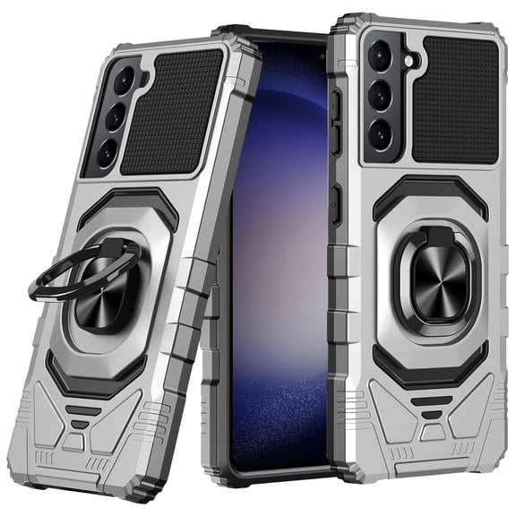 For Samsung S23 FE 5G Case Dual Layer Magnetic RingStand Tempered Glass