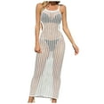 thumbnail image 2 of Black and Friday Deals,AKOEE Crochet Swimsuit Cover Ups for Women Beach Sleeveless Mini/Long Dress Scoop Neck Hollow-Out Bikini Coverups (One Size, White-Maxi), 2 of 7