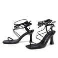 thumbnail image 4 of Zapatos de mujer Casual Correas cruzadas Tacones súper altos Punta cuadrada Estilo romano Sandalias negras Wmkox8yii hfjk3944, 4 of 7