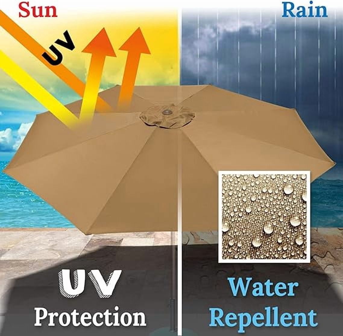 ALUVIERA 10' Umbrella Canopy Top Cover Patio Replacement Top Cover 8 Ribs Outdoor Sunshade