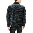 thumbnail image 2 of Men’s Black Camo Pattern Sherpa Fleece Lined Stretch Denim Trucker Jean Jacket (M), 2 of 3