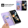 thumbnail image 4 of Jiahe Cover for Samsung Galaxy Z Fold 3, Wallet Case with Card Holder,Embossde Flower Flip Leather Magnetic Shockproof Card Slots Stand with Shoulder Strap Full Body Cover Case, purple, 4 of 8