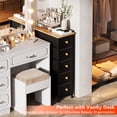 thumbnail image 4 of Narrow Dresser Storage Tower with 5 Drawers, Slim Dresser Chest of Drawers with Steel Frame, Wood Top, Golden Knobs, White Dresser for Bedroom, Bathroom, Small Spaces, Laundry, Closet,Black, 4 of 13
