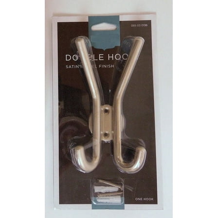 085-03-0136 Euro Double Coat & Hat Hook Satin Nickel Finish