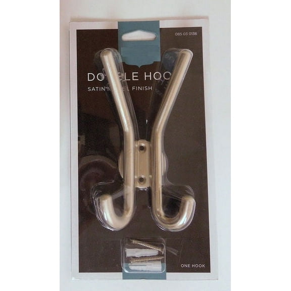 085-03-0136 Euro Double Coat & Hat Hook Satin Nickel Finish