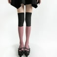 thumbnail image 5 of JZROCKER Fashionable Over Knee Long Tube Socks Ribbed Knit Striped Contrast Color Patchwork Thigh High Stockings for Women Teens, 5 of 20