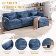 thumbnail image 5 of Villeston 112" Oversized L Shaped Sectional Sofa for Living Room, Modern Chenille Comfy Boucle Sleeper with Movable Storage Ottoman, Phone Holder, USB Charging Port,Navy Blue, 5 of 9