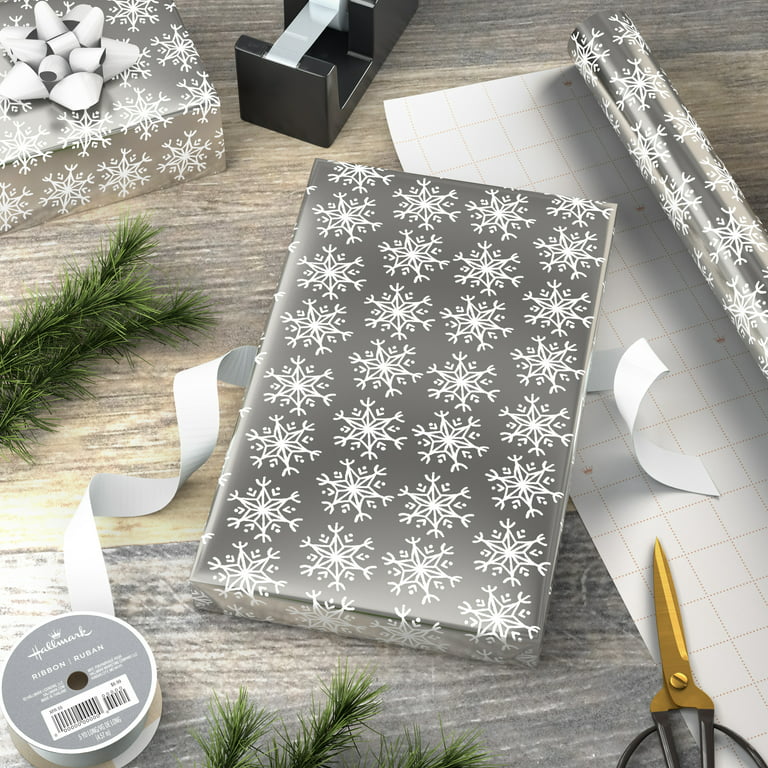 Silver with White Christmas Snowflakes Holiday Christmas Gift