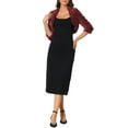thumbnail image 2 of INSPIRE CHIC Women's Bolero Jacket Open Front Cropped Fluffy Faux Fur Shrug XS Burgundy, 2 of 6