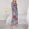 thumbnail image 4 of Bingfone Womens Pajama Sets Starfish Navy Blue Stripe Print,Long Sleeve Loungewear Pajamas Set-Large, 4 of 9
