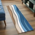 thumbnail image 4 of Blue Brown Ombre Washable Runner Rugs 2'x6', Blue Gradient Low Pile Throw Entryway Rug Non-Slip Sturdy Edge Binding Carpet for Indoor Bedside Entrance Bedside, 4 of 9