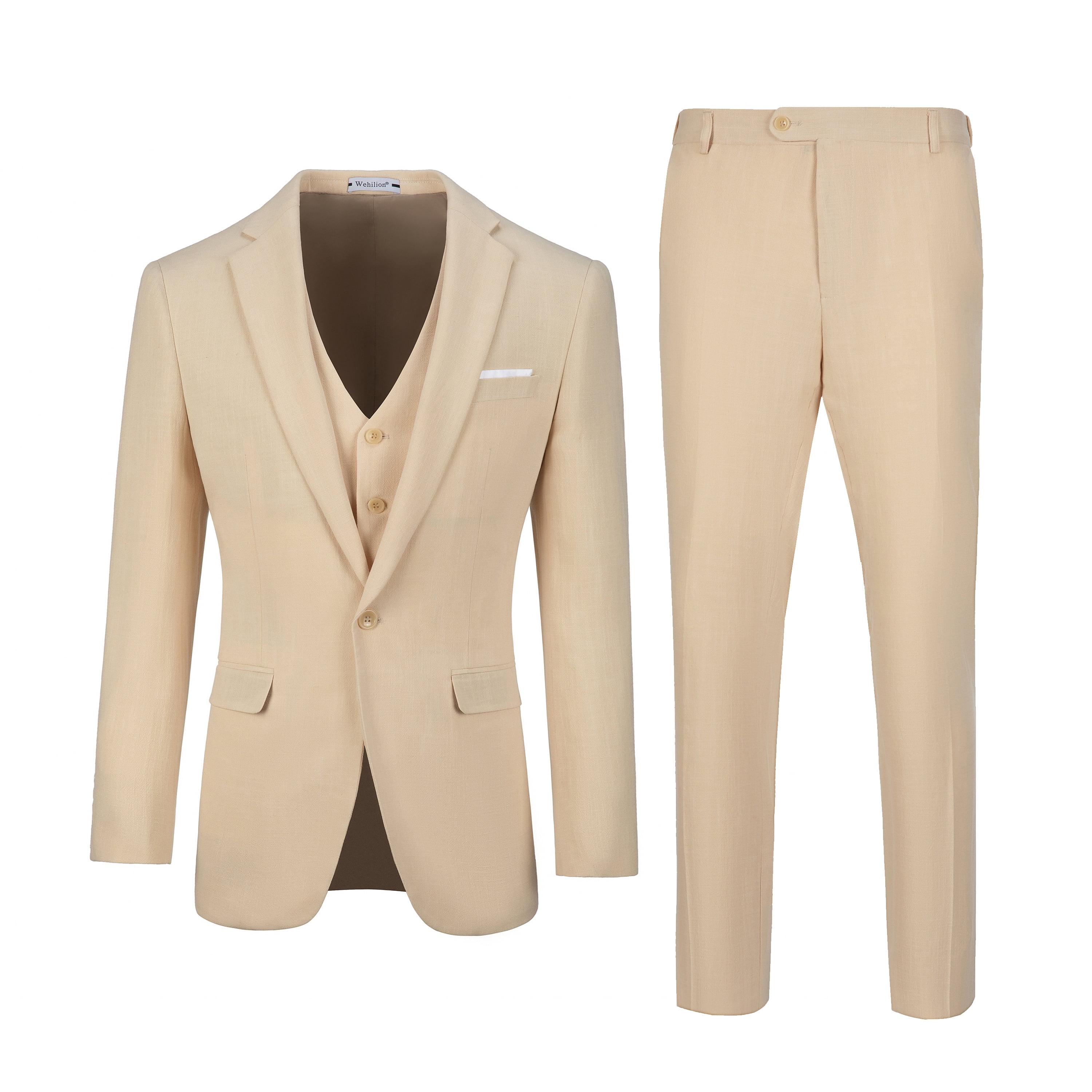 Wehilion Men’s Slim Fit Suit One Button 3-Piece Blazer Dress Business ...