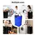 thumbnail image 6 of Waterproof Collapsible Laundry Hamper, Blue Line Love Aluminum Handle Laundry Bag Storage Basket, 50L, 6 of 6