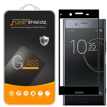 [2-Pack] Supershieldz Sony Xperia XZ Premium  [Full Screen Coverage] Tempered Glass Screen Protector, Anti-Scratch, Anti-Fingerprint, Bubble Free (Black